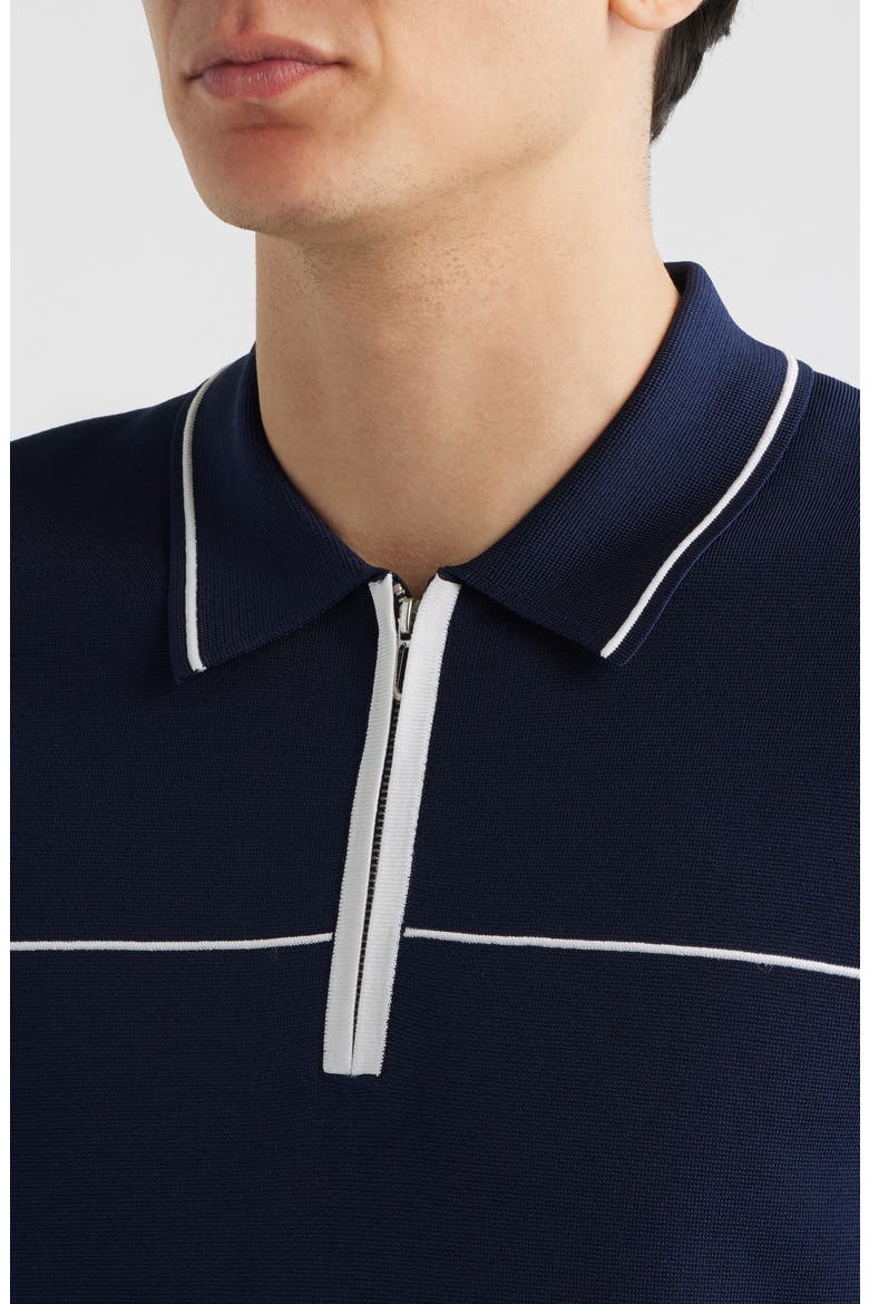 Bradford Tipped Half Zip Polo Sweater, Alternate, color, WHITE/ NAVY