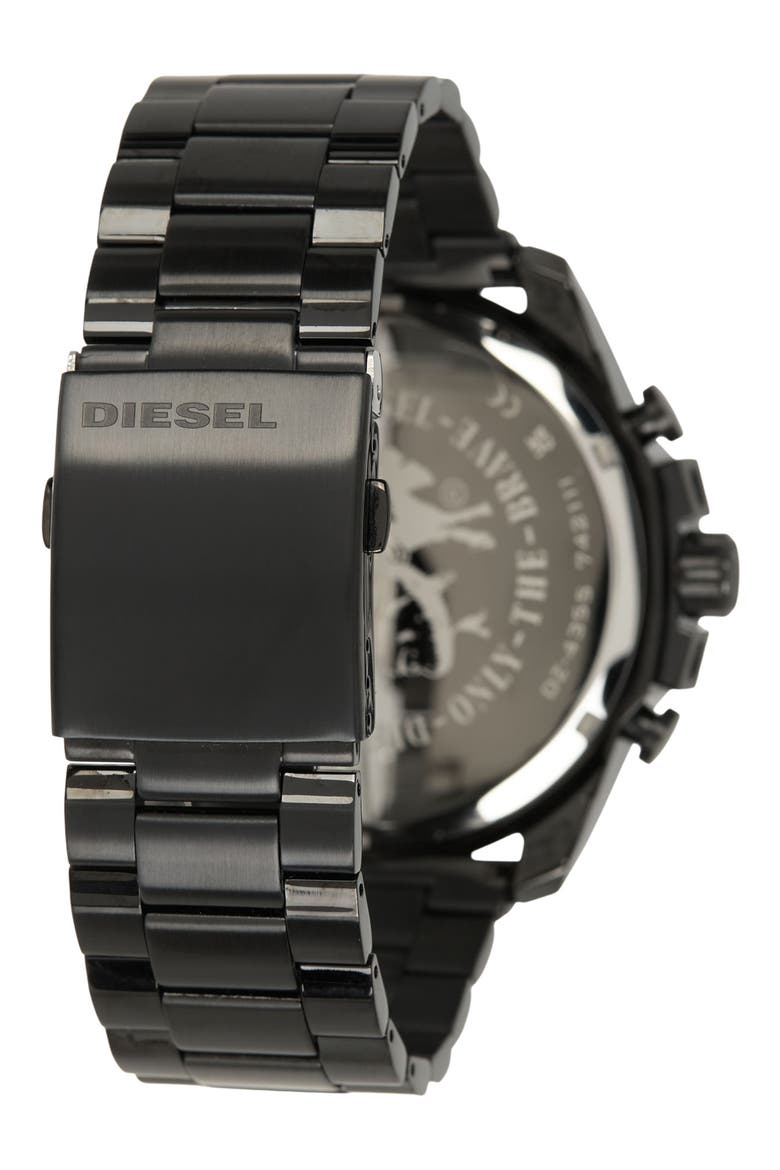 DIESEL Men's Mega Chief Black Stainless Steel Chronograph Watch, 51mm, Alternate, color, BLACK