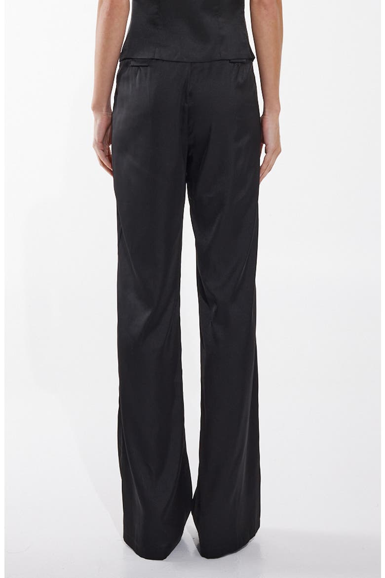 Rosie Buckled Waist Satin Straight Leg Pants, Alternate, color, BLACK