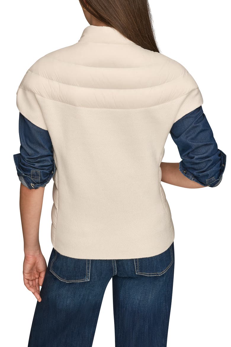 Cap Sleeve Mixed Media Down Jacket, Alternate, color, CREAM
