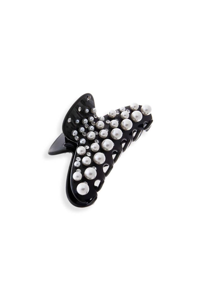 Pearl & Rhinestone Claw Clip, Alternate, color, Black