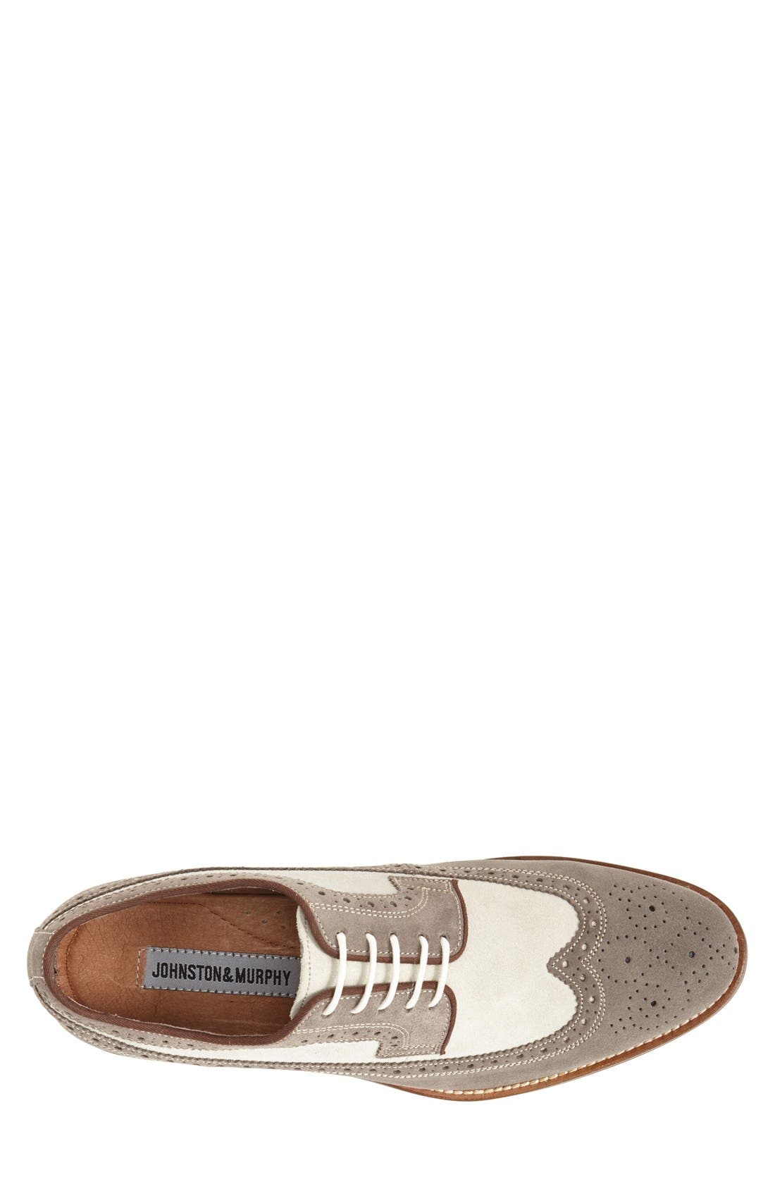 Conard Wingtip, Alternate, color, GRAY/ OFF WHITE SUEDE