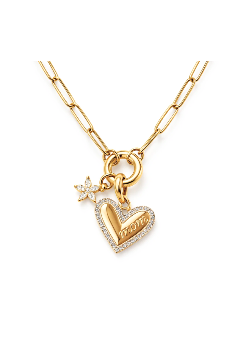 Bloom MOM Heart Necklace, Alternate, color, Gold