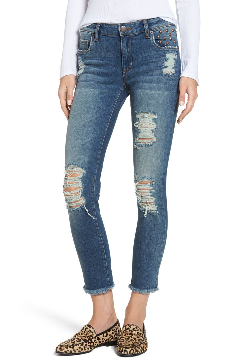 STS Blue Taylor Fray Hem Straight Leg Jeans, Main, color, 