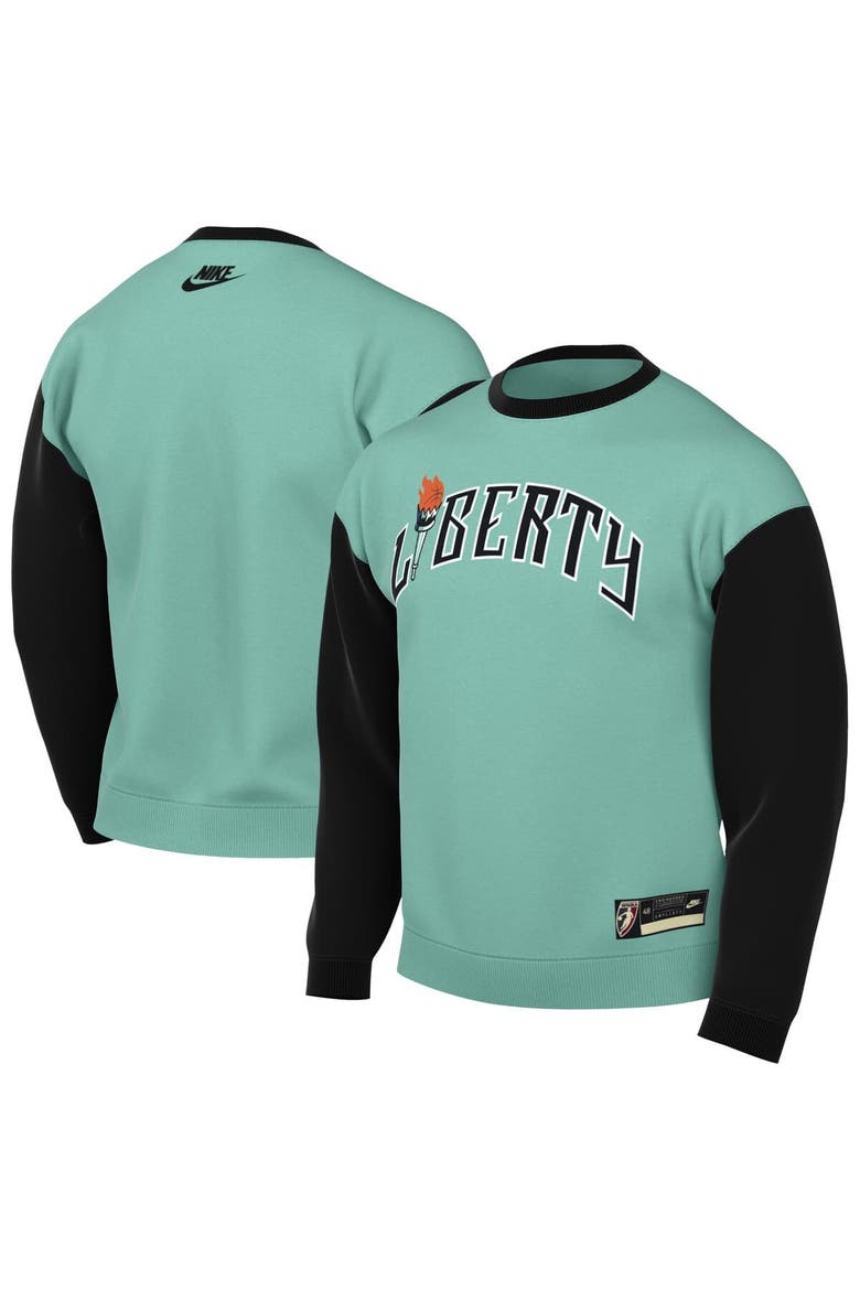 Unisex Nike  Mint New York Liberty Hardwood Classics Court Origins Throwback Sweatshirt, Main, color, Mint