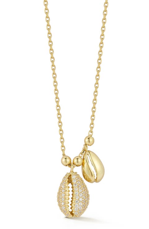 Pavé Cubic Zirconia Shell Charm Pendant Necklace