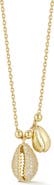 GLAZE JEWELRY Pavé Cubic Zirconia Shell Charm Pendant Necklace