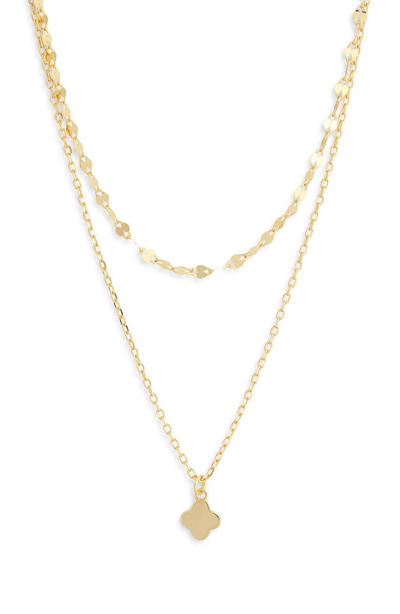 Argento Vivo Sterling Silver Layered Clover Necklace, Main, color, Gold