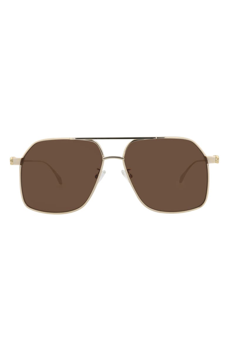 McQueen 59mm Aviator Sunglasses, Main, color, Gold Gold Brown