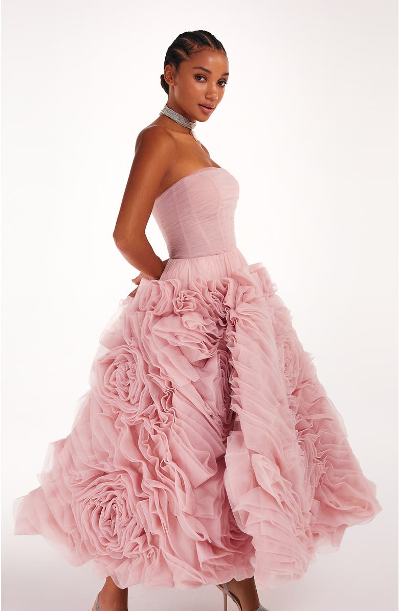 Milla A-Line Tulle Midi Formal Occasion Dress, Alternate, color, Misty Rose