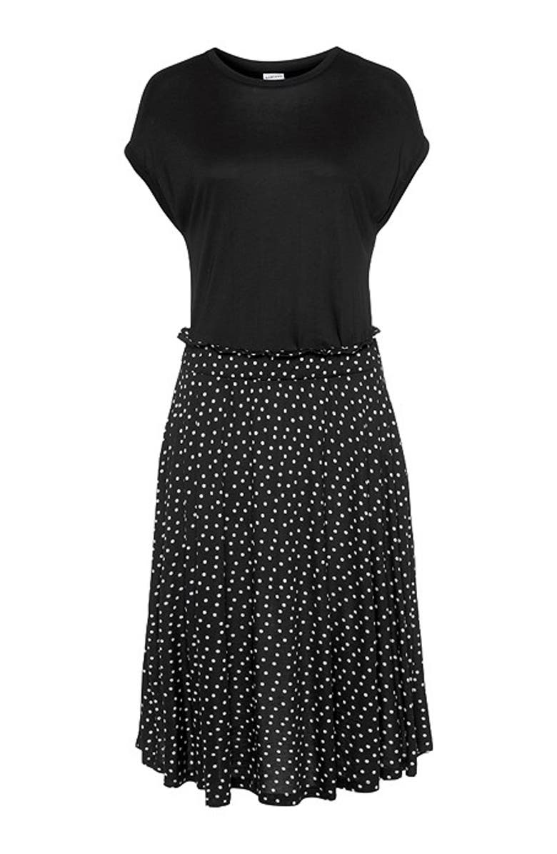 LASCANA Women's Polka Dot 2-In-1 Dress, Alternate, color, Black Dotted