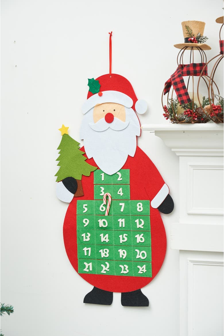 Santa w/ Tree Advent Calendar, Alternate, color, Red