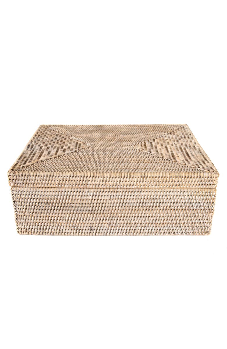 Artifacts Trading Company<sup>™</sup> Artifacts Rattan Storage Box with Lid - Flat Legal File Organizer, Alternate, color, White Wash