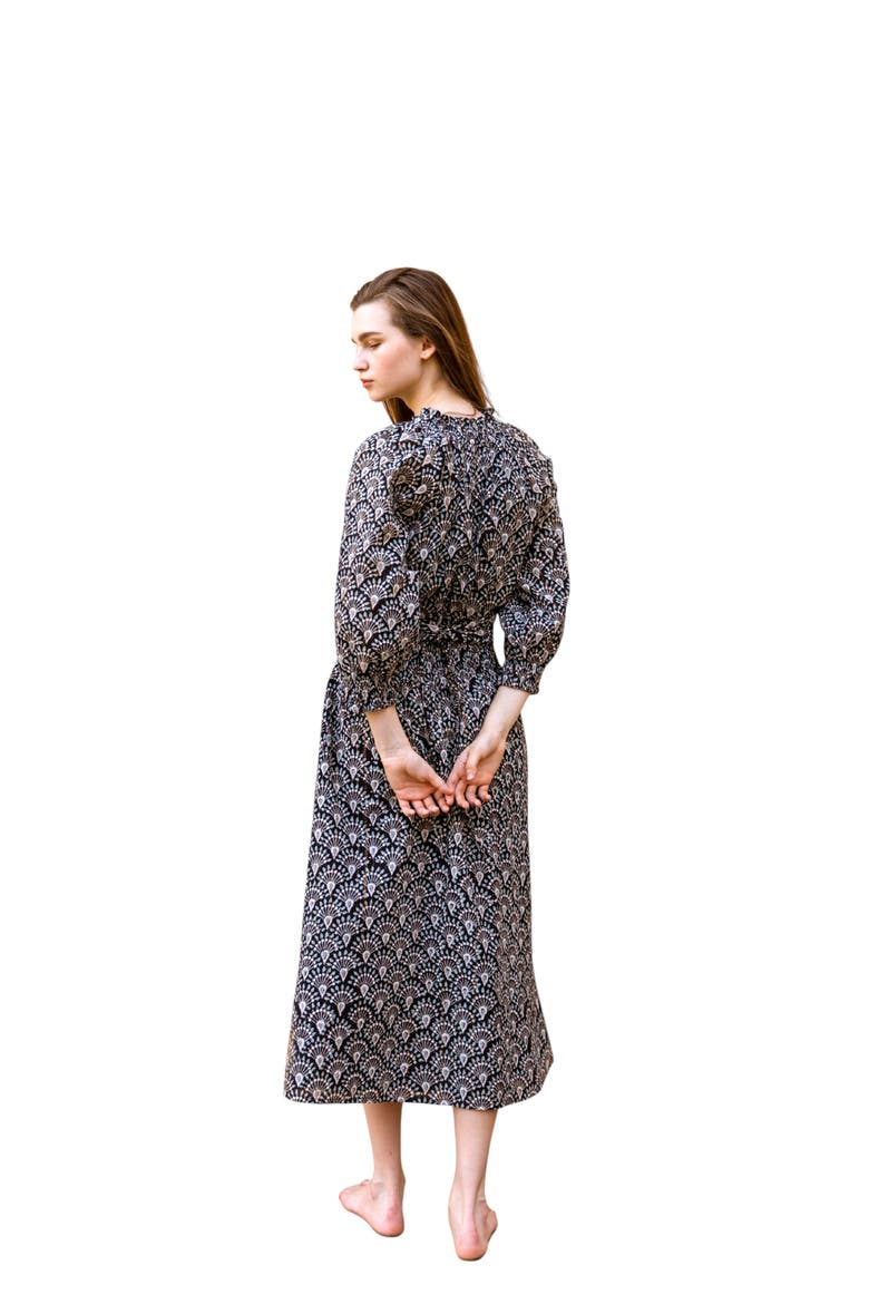 Hand-Printed Dree Maxi Dress, Alternate, color, Black - XS/S