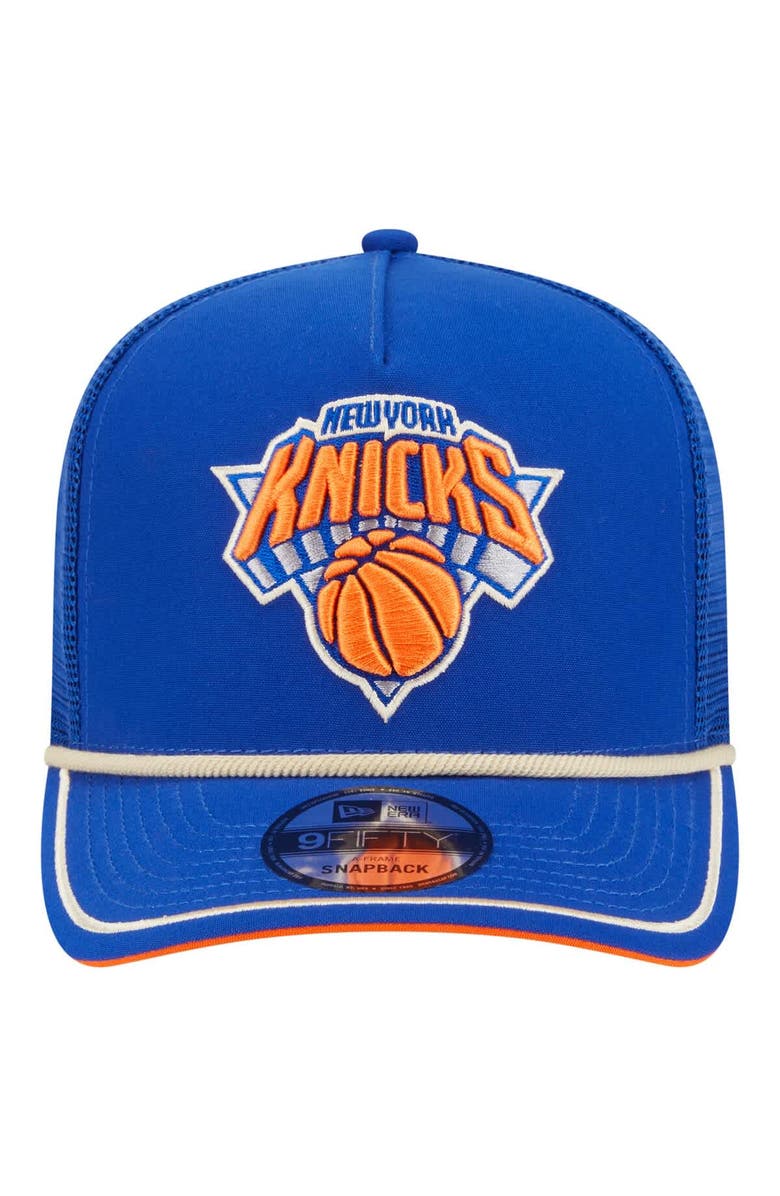 New Era Men's New Era Blue New York Knicks Vintage Team Rope A-Frame 9FIFTY Snapback Hat, Alternate, color, Blue
