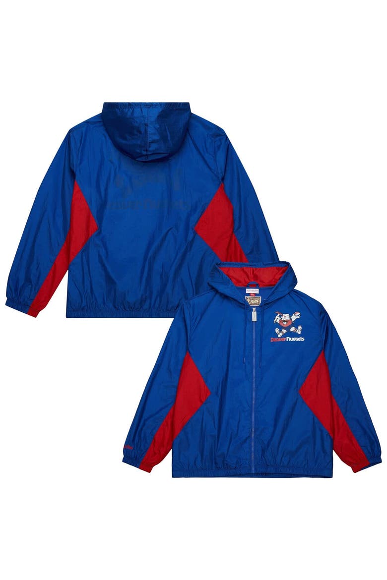 Men's Mitchell & Ness Blue Denver Nuggets Playmaker Full-Zip Hooded Windbreaker Jacket, Main, color, Blue