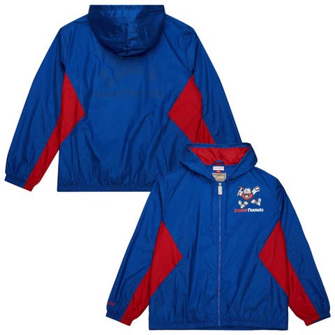 Men
s Mitchell 
Ness Blue Denver Nuggets Playmaker Full-Zip Hooded Windbreaker Jacket