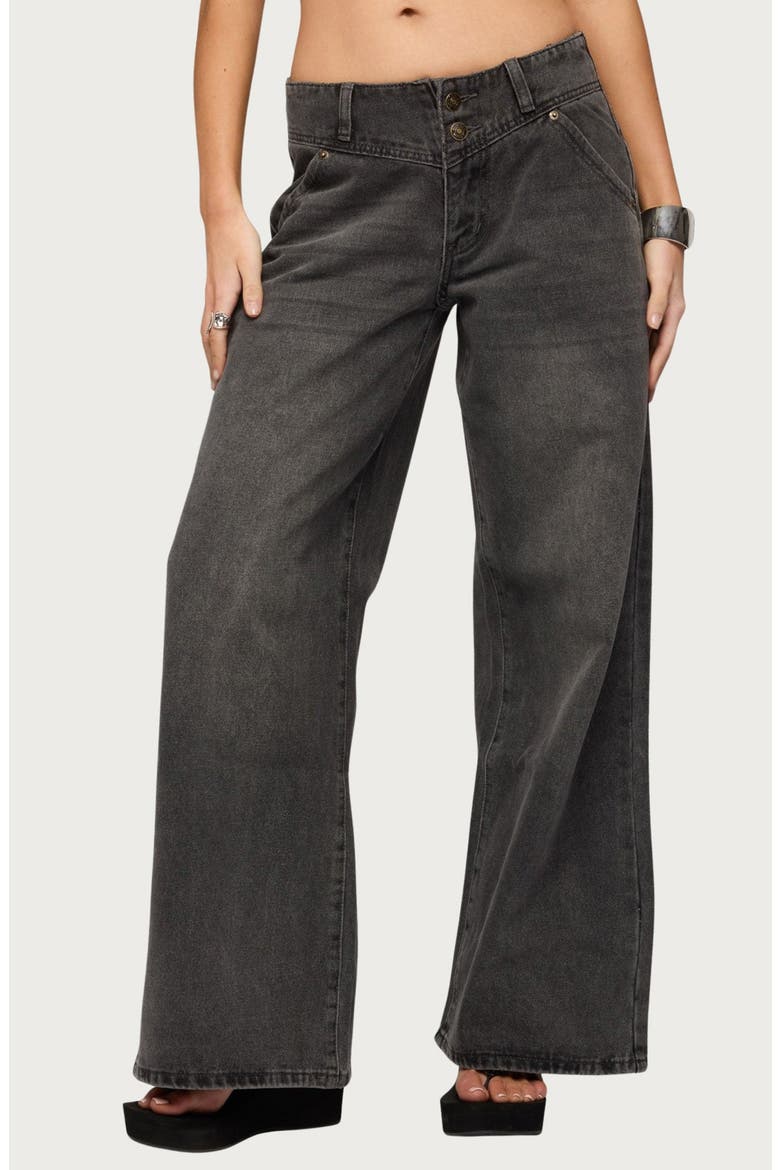 Meredith Low Rise Wide Leg Jeans, Main, color, BLACK