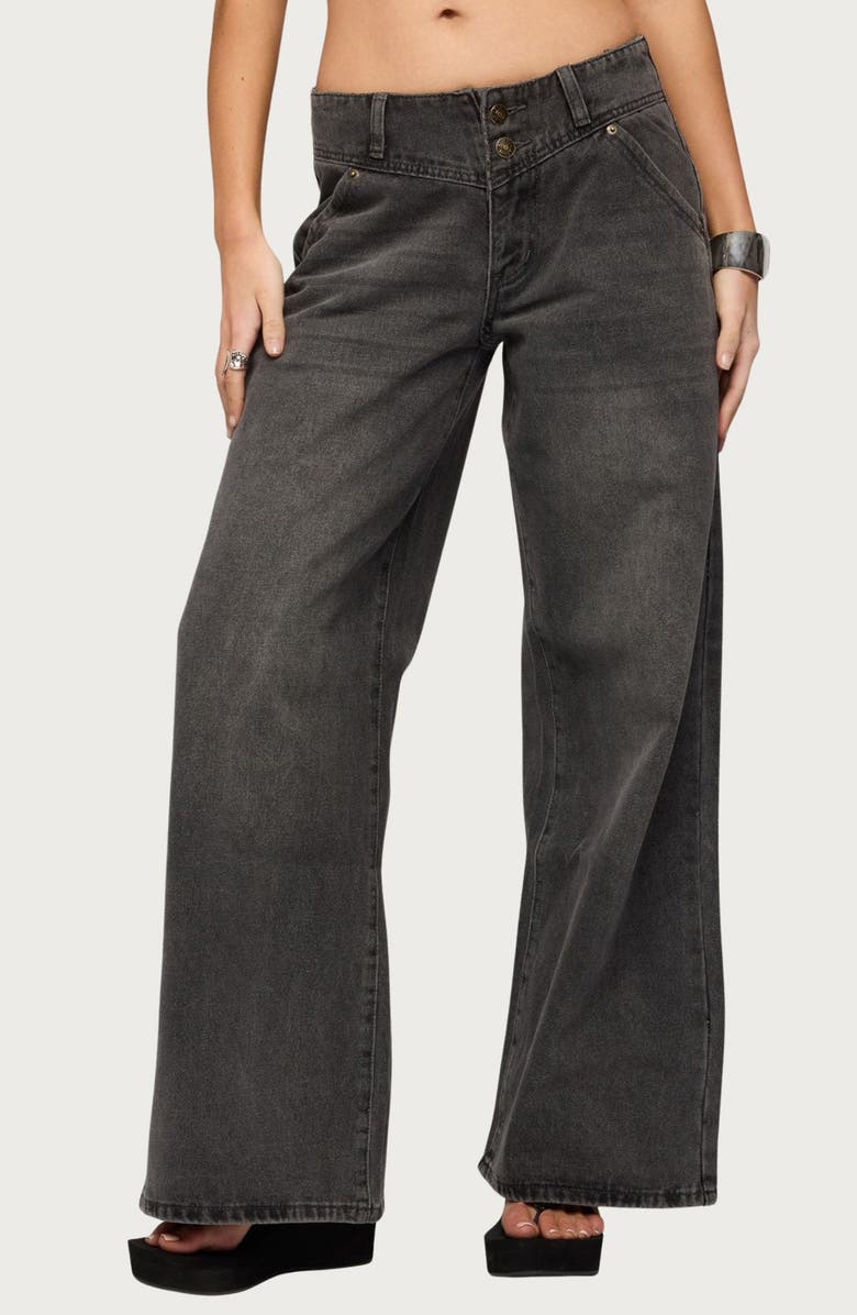 EDIKTED Meredith Low Rise Wide Leg Jeans, Main, color, 