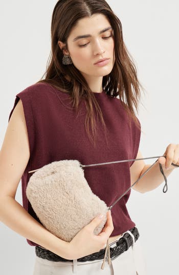 Brunello Cucinelli Shearling Mellow mini bucket bag | Nordstrom