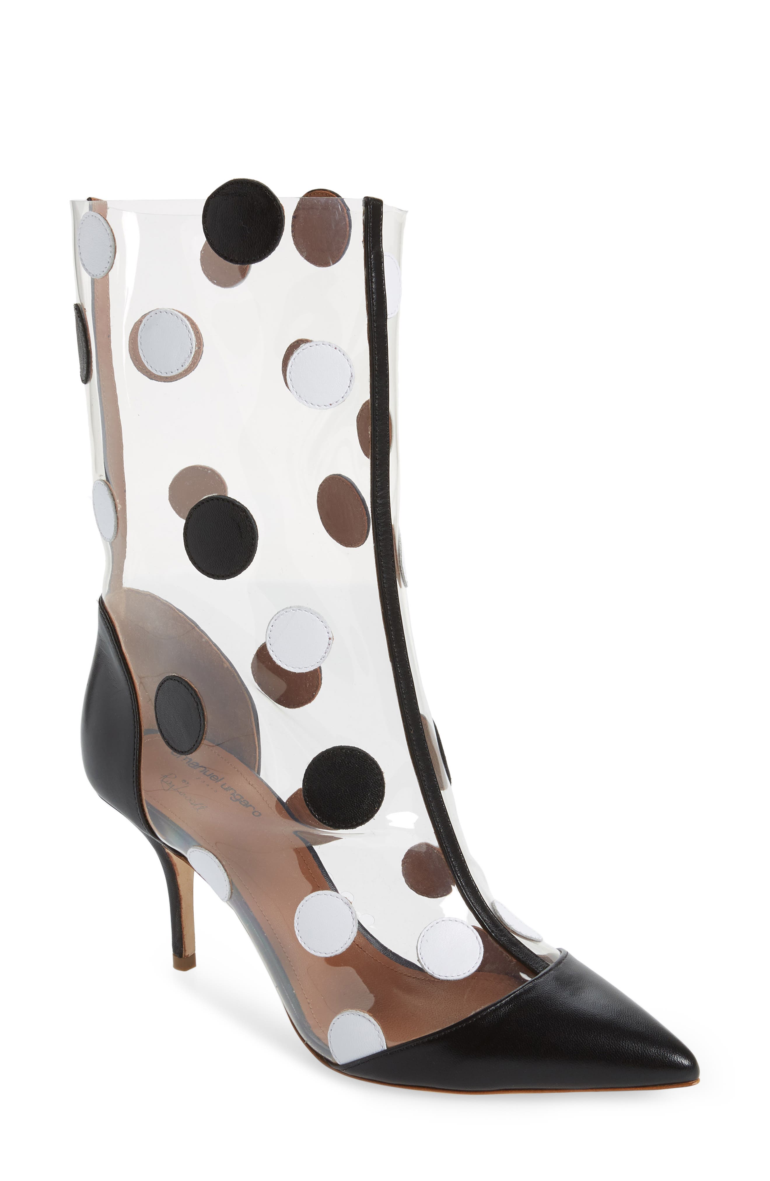 Malone Souliers x Emanuel Ungaro Katoucha Polka Dot Bootie, Main, color, 