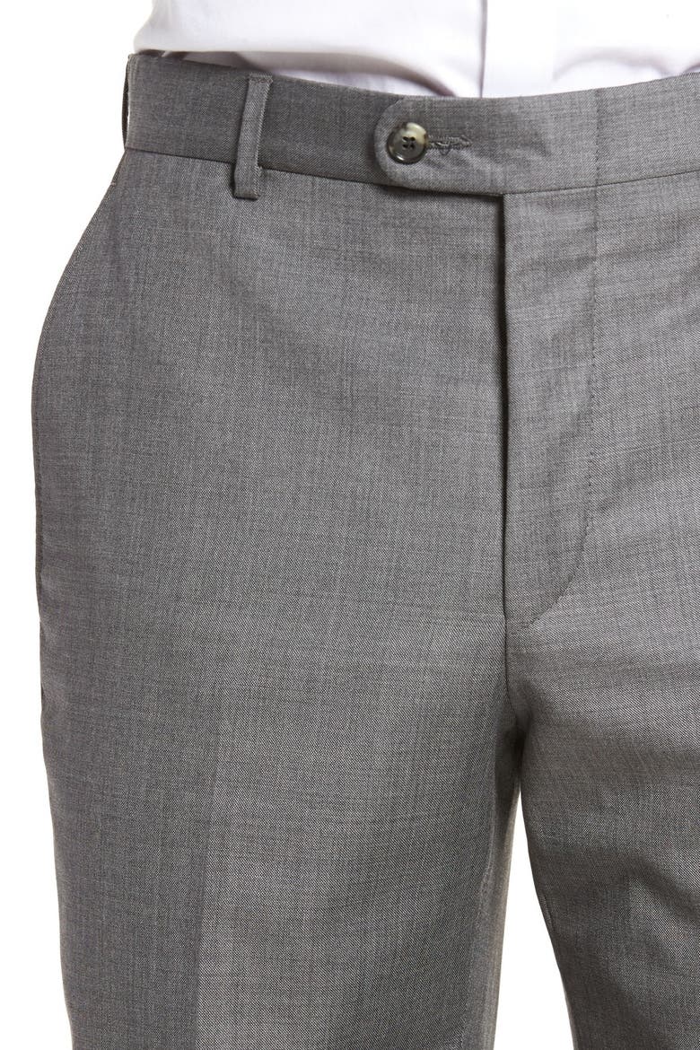 Tasmanian Grey Sharkskin Flat Front Wool Suit Separates Trousers, Alternate, color, MED. GREY