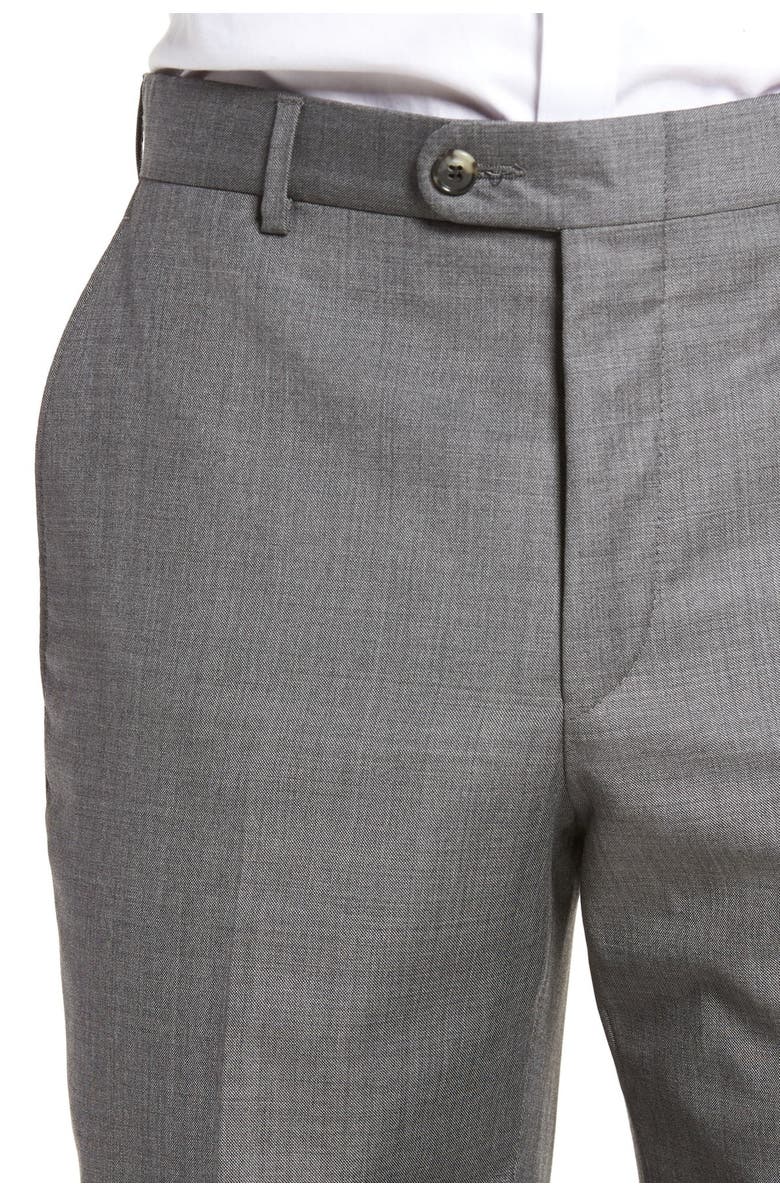 Hickey Freeman Tasmanian Grey Sharkskin Flat Front Wool Suit Separates Trousers, Alternate, color,