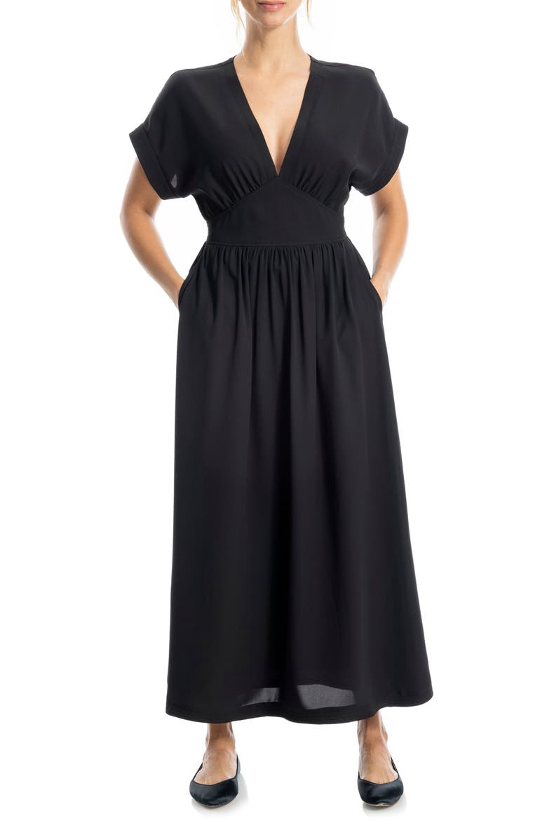 V-Neck Maxi Dress, Alternate, color, BLACK