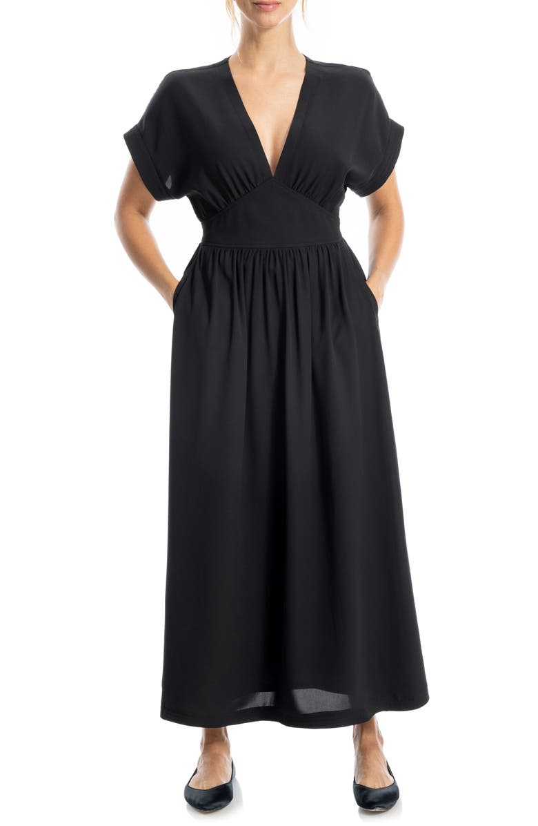 MAX STUDIO V-Neck Maxi Dress, Alternate, color, Black