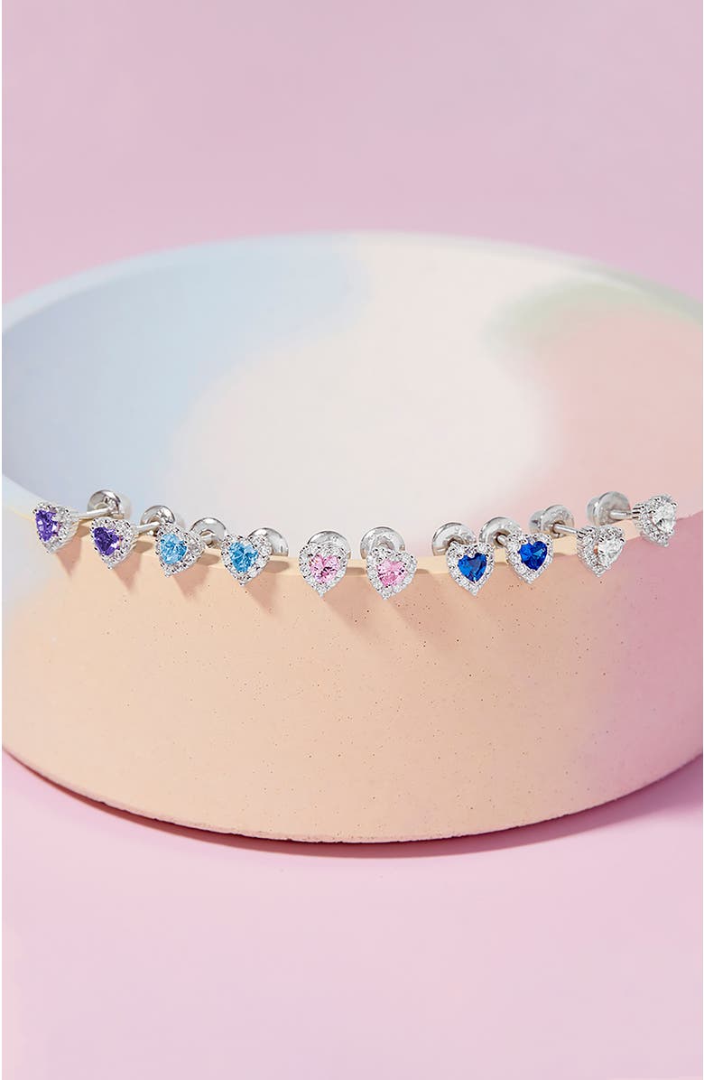 In Season Jewelry Princess Heart Cubic Zirconia Earrings, Alternate, color, Silver