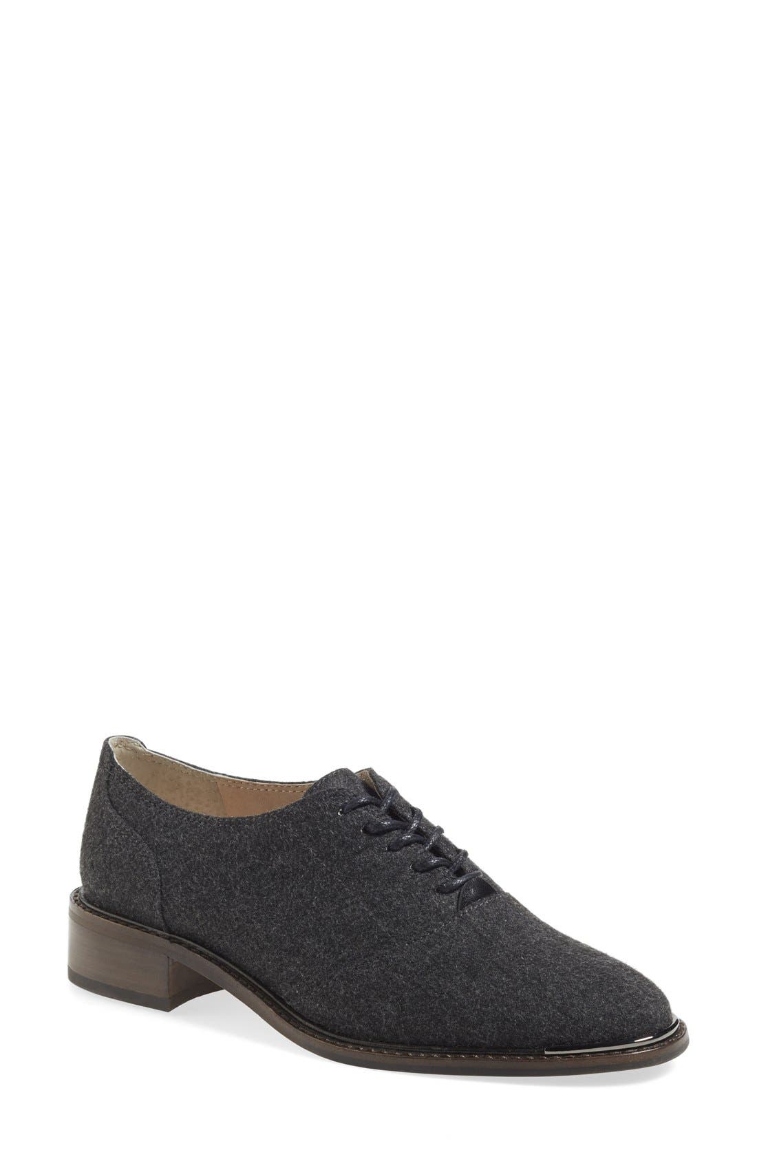 'Franny' Oxford Flat, Main, color, DARK GREY FABRIC