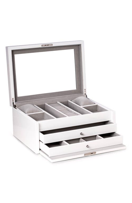 Bey-berk Large White Lacquer Jewelry Chest In White