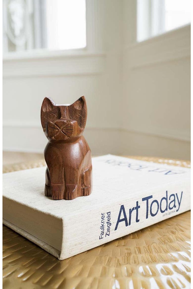 Cat Eyeglass Holder Stand, Alternate, color, Brown