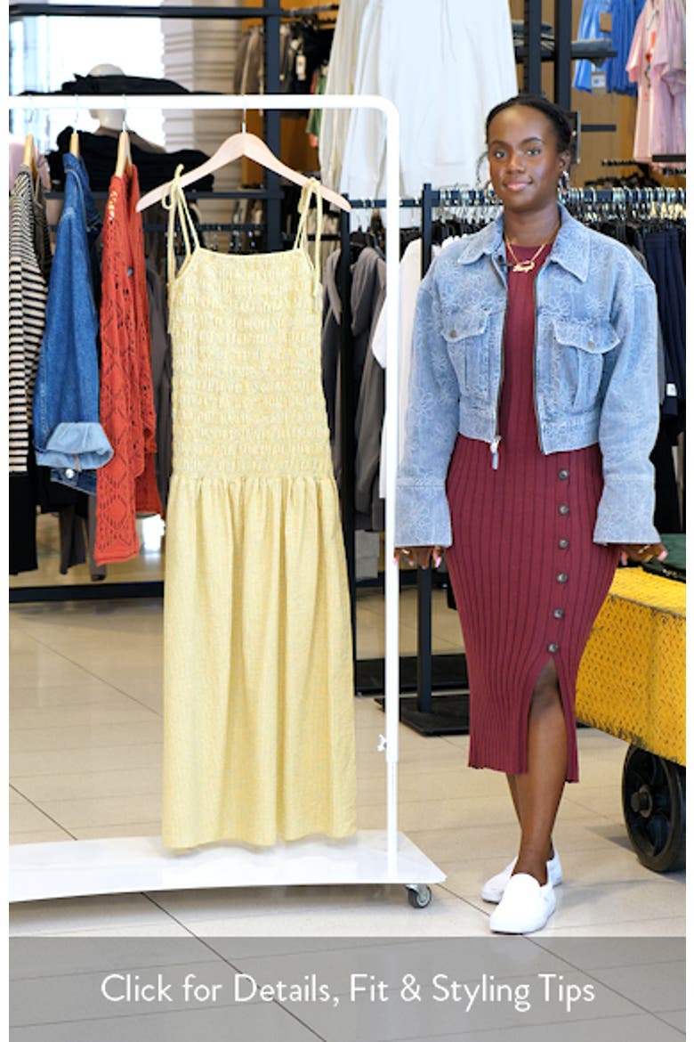 Shirred Cotton Seersucker Midi Sundress video