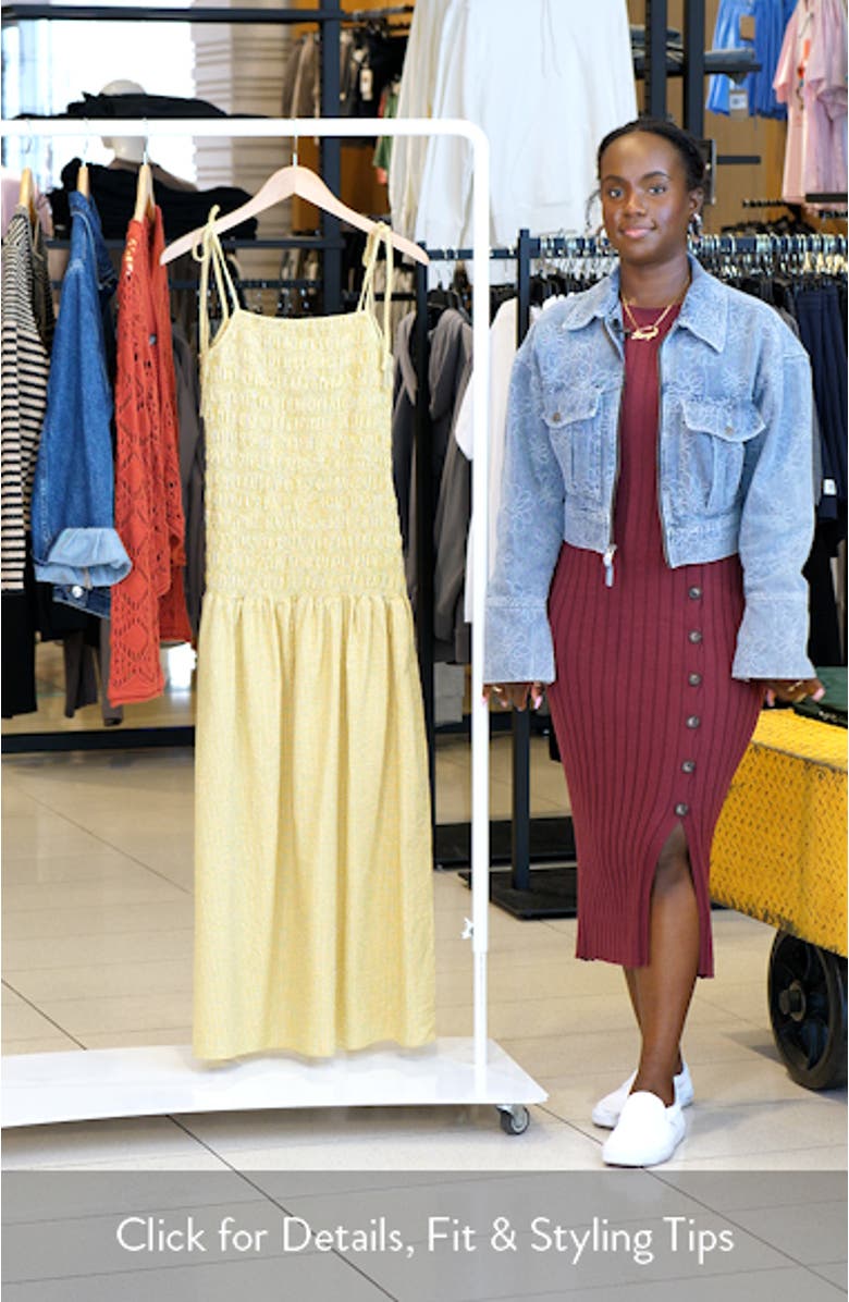 Shirred Cotton Seersucker Midi Sundress, sales video thumbnail