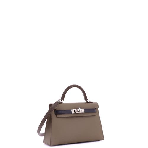 Pre-owned Hermes Hermes Kelly Mini Ii Bag Tricolor Epsom With Palladium Hardware 20 In Brown