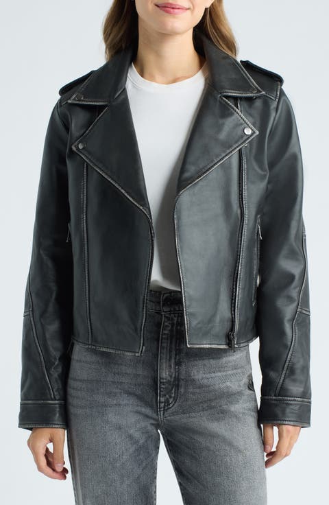 Burnished Leather Moto Jacket