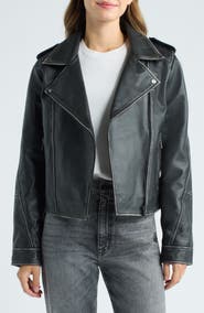 Bernardo Burnished Leather Moto Jacket