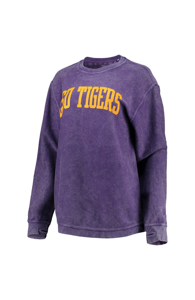 PRESSBOX Women's Pressbox Purple LSU Tigers Comfy Cord Vintage Wash Basic Arch Pullover Sweatshirt, Alternate, color, Purple