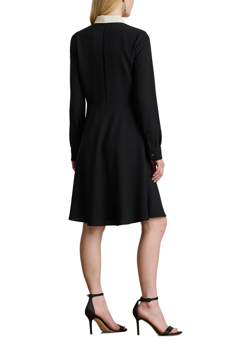 Lauren Ralph Lauren Two Tone Long Sleeve Dress, Alternate, color, Black/ Mascarpone Cream