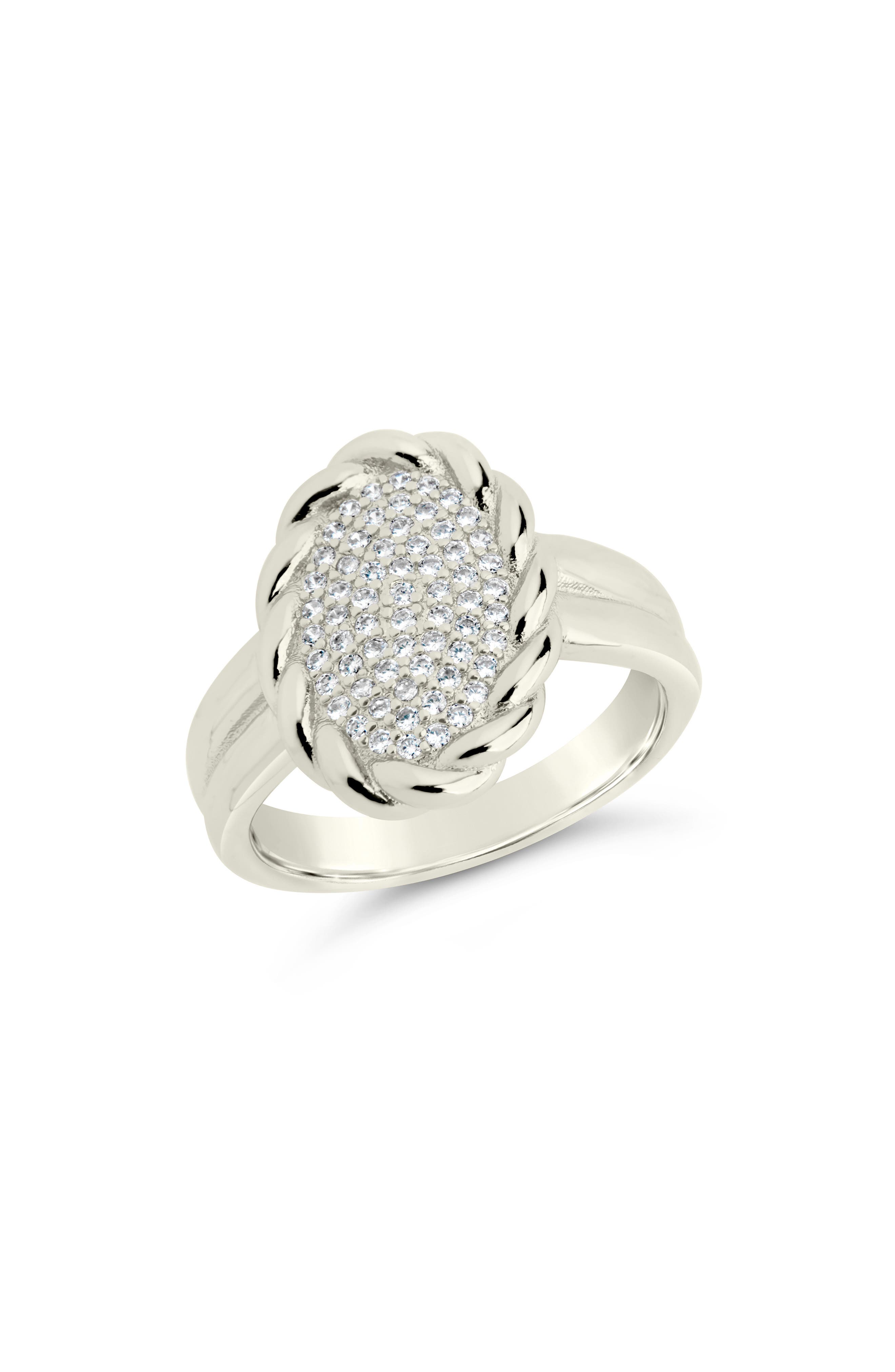 Sterling Forever Galette Cubic Zirconia Signet Ring