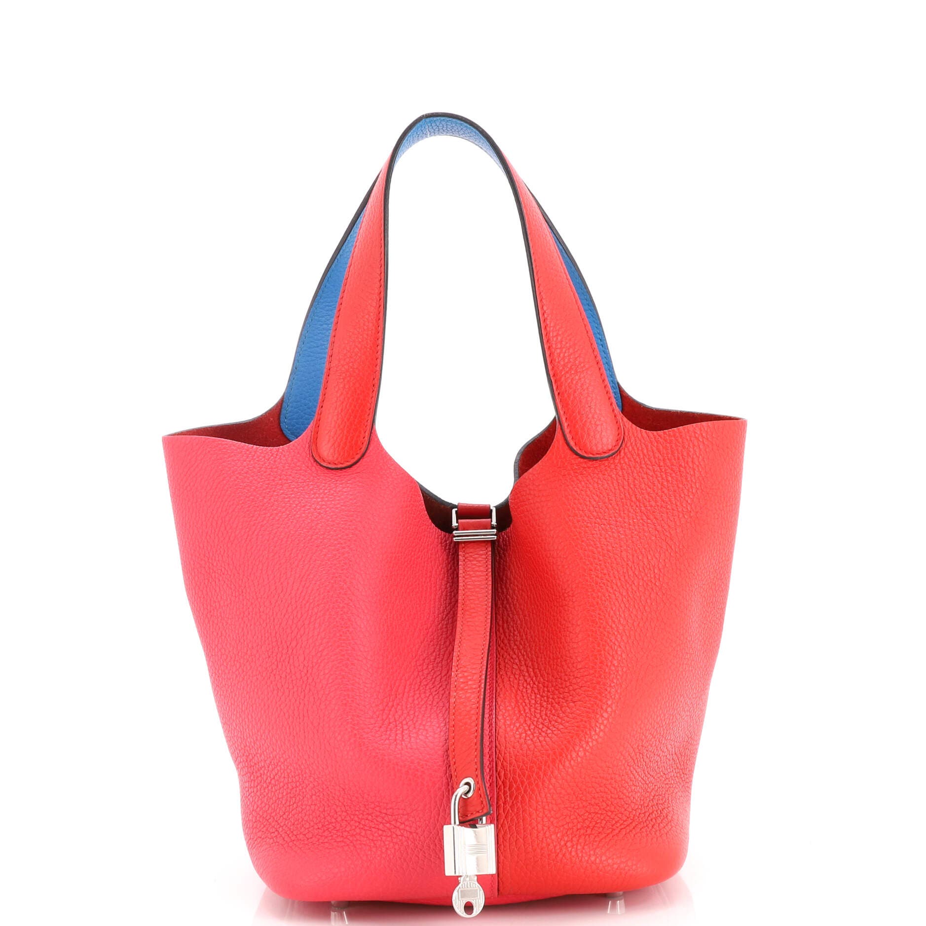 Casaque Picotin Lock Bag Clemence MM, Main, color, Red