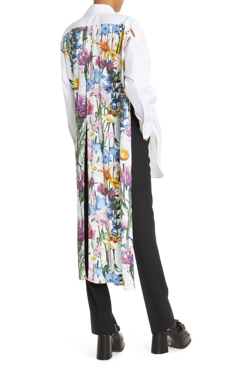 Stella McCartney Floral Back Panel Button-Up Shirt, Alternate, color, 