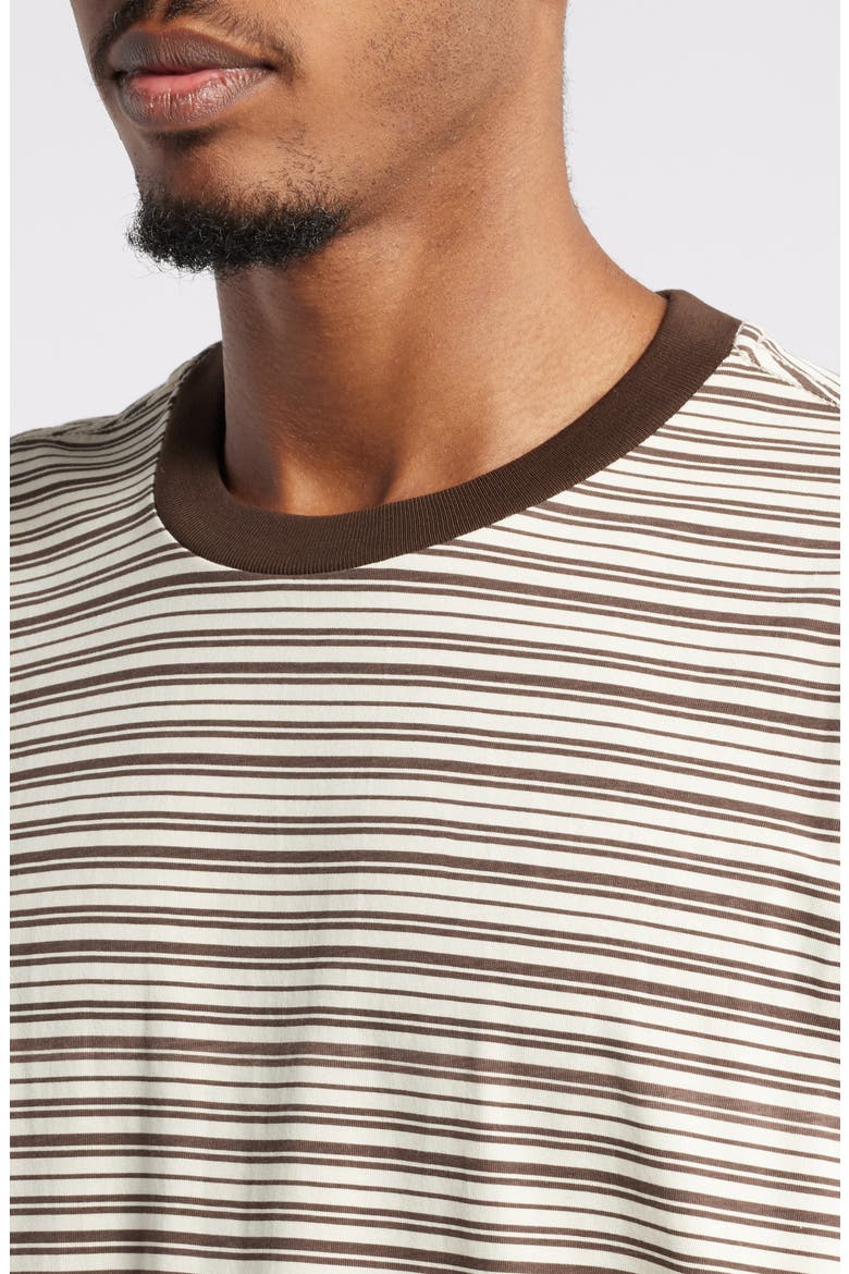 Wordmark Stripe Cotton T-Shirt, Alternate, color, BROWN