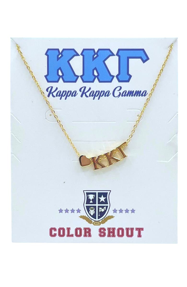 Color Shout Kappa Kappa Gamma Sorority Gold Heart Necklace, Main, color, Yellow Gold