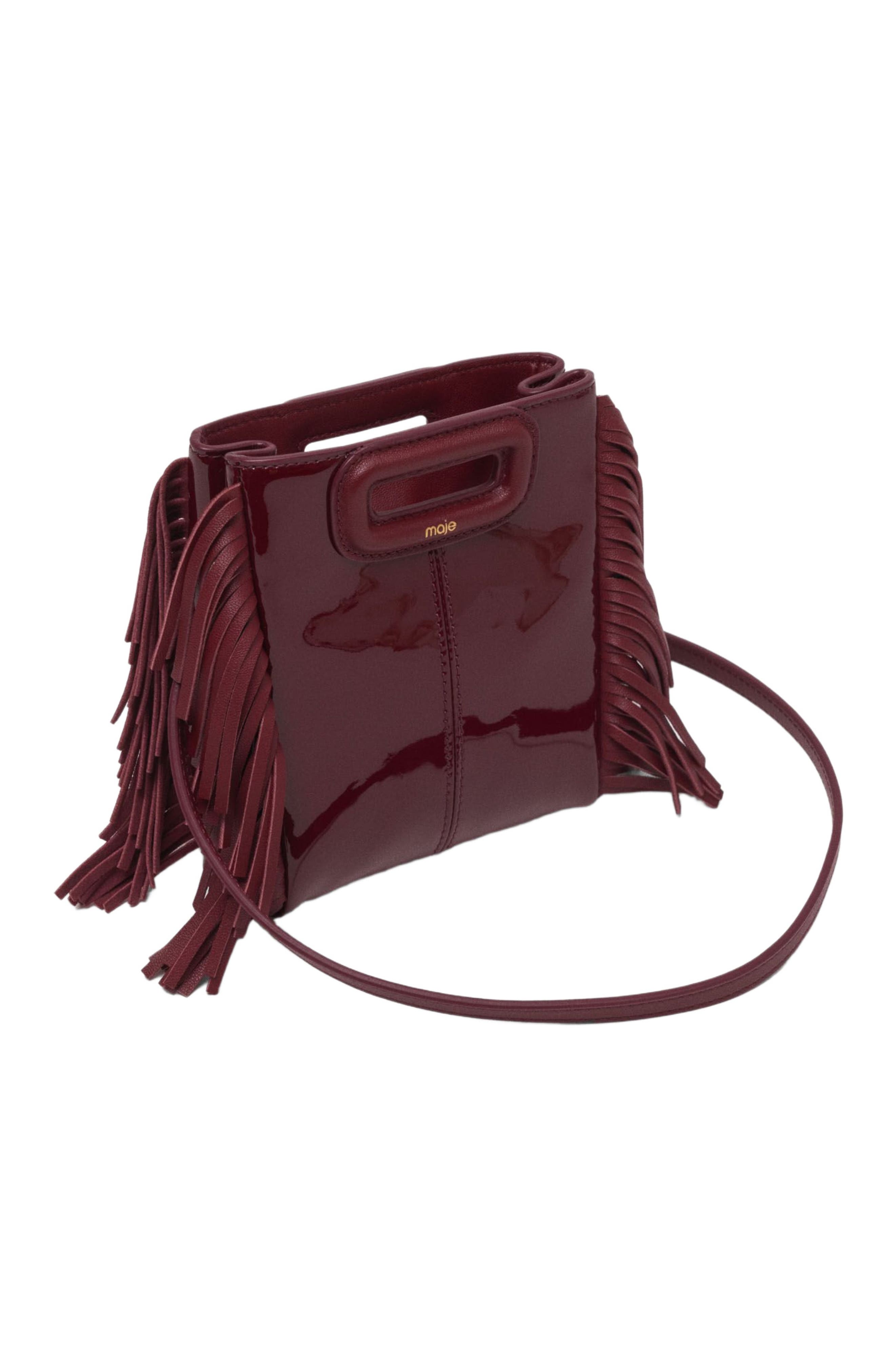 maje Patent leather Mini M Bag, Alternate, color, Burgundy