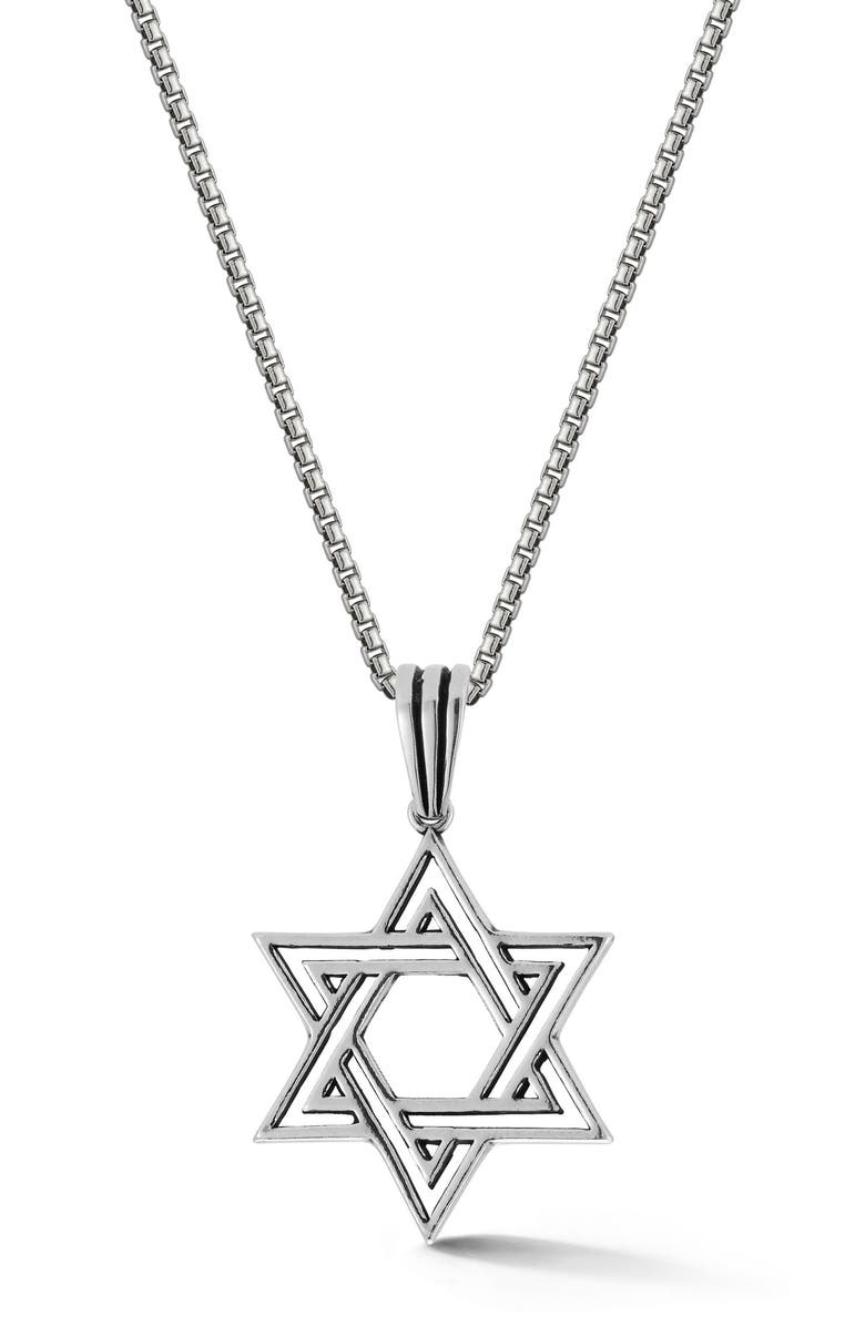 Yield of Men Sterling Silver Star of David Pendant Necklace, Main, color, Silver