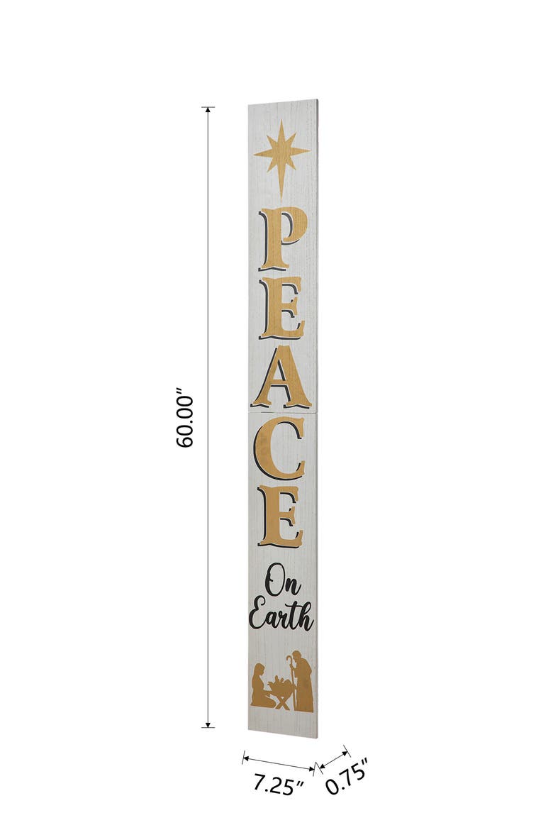 60"H Wooden Nativity PEACE Porch Sign, Alternate, color, White