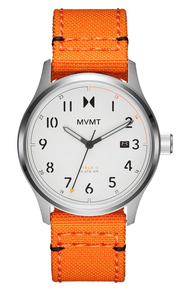 MVMT WATCHES Field II Nylon Strap Watch, 42.5mm, Main, color, 