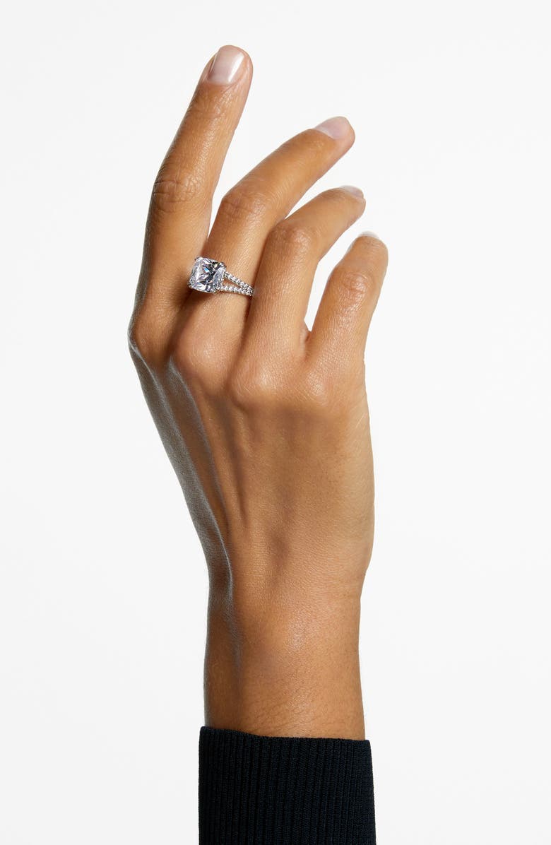 Swarovski Stilla Cocktail Ring, Alternate, color, White/ Silver